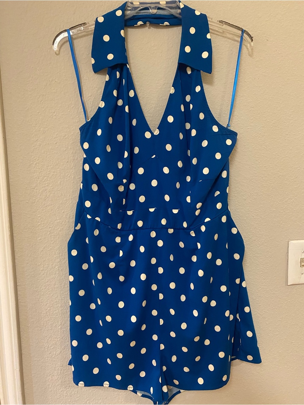 Torrid Retro Chic Blue and White Polka Dot Romper - Quick List For Live